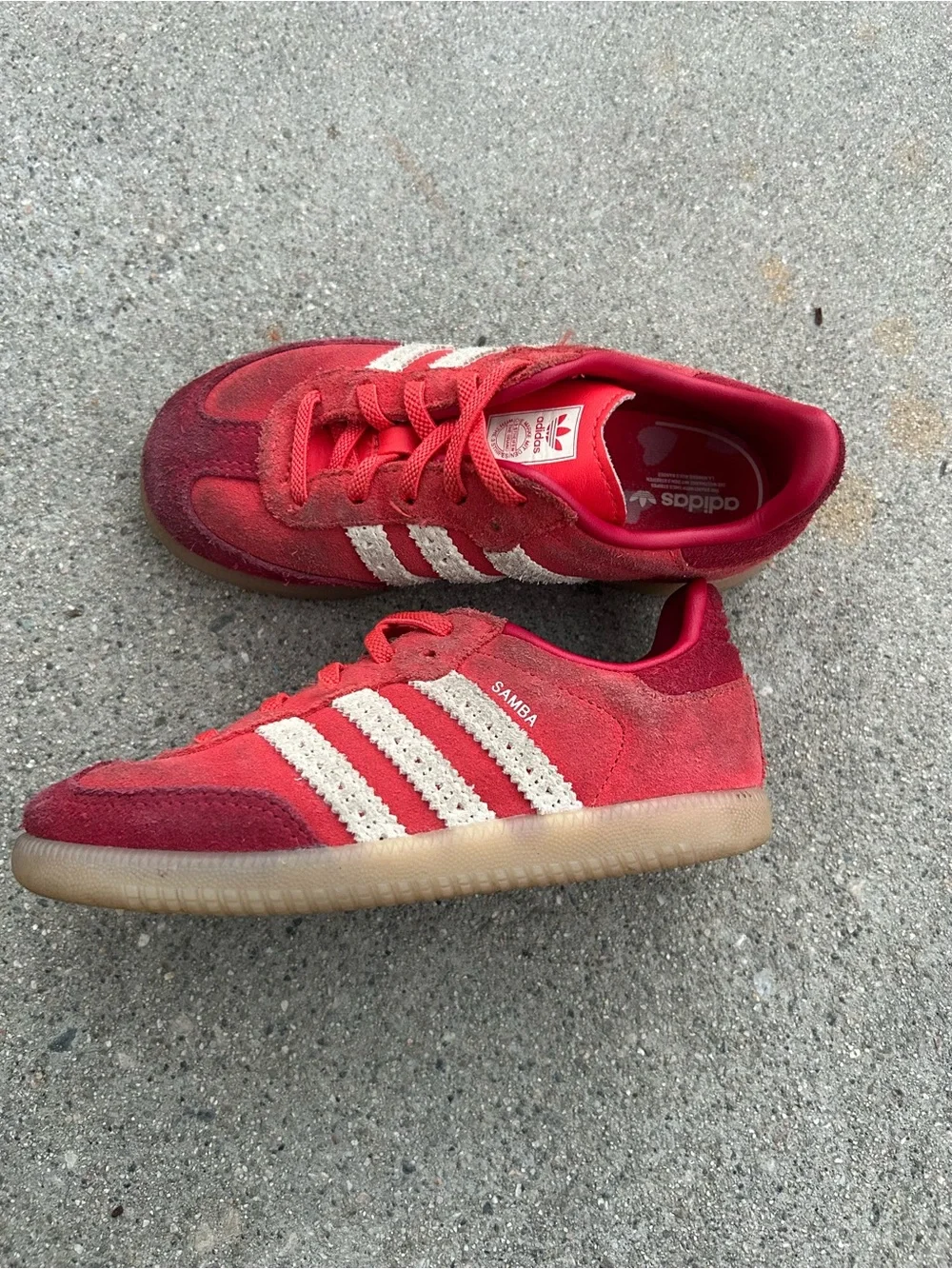 Adidas SAMBA Kids Red Suede Gazelle Sneakers size 10C